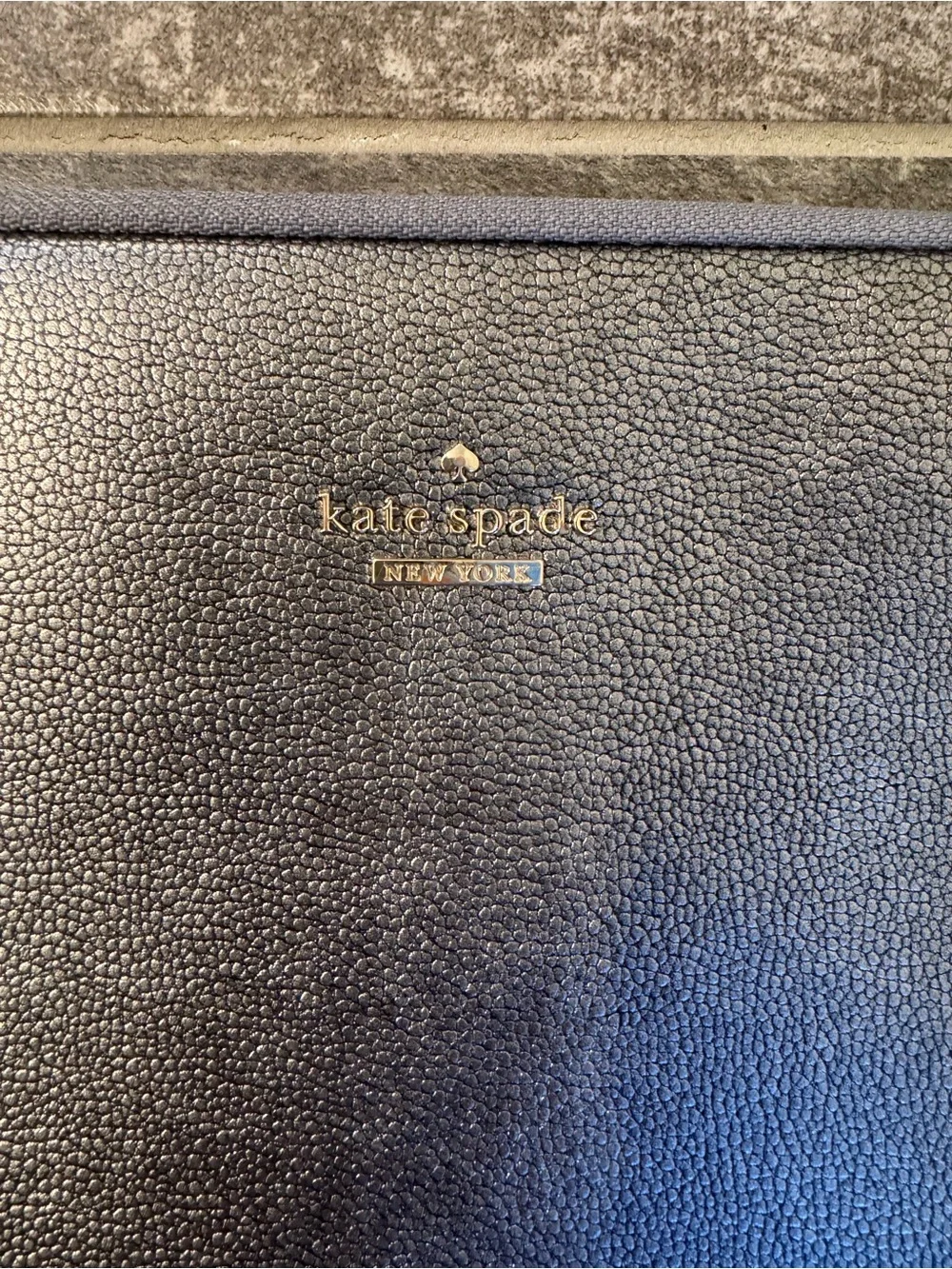 Kate Spade New York metallic silver Pebbled Leather Laptop Sleeve